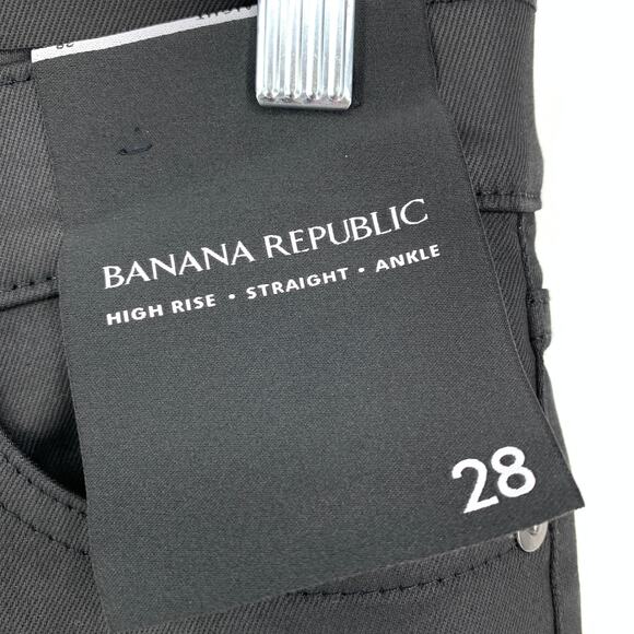 Banana Republic Women's Size 28 High Rise Straight Leg Ankle Jeans Black Coated - Picture 5 of 7